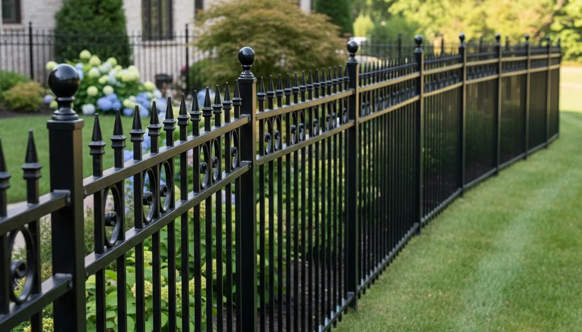 Ornamental black metal fence installation by Chop Chop Landscaping in Raleigh, NC