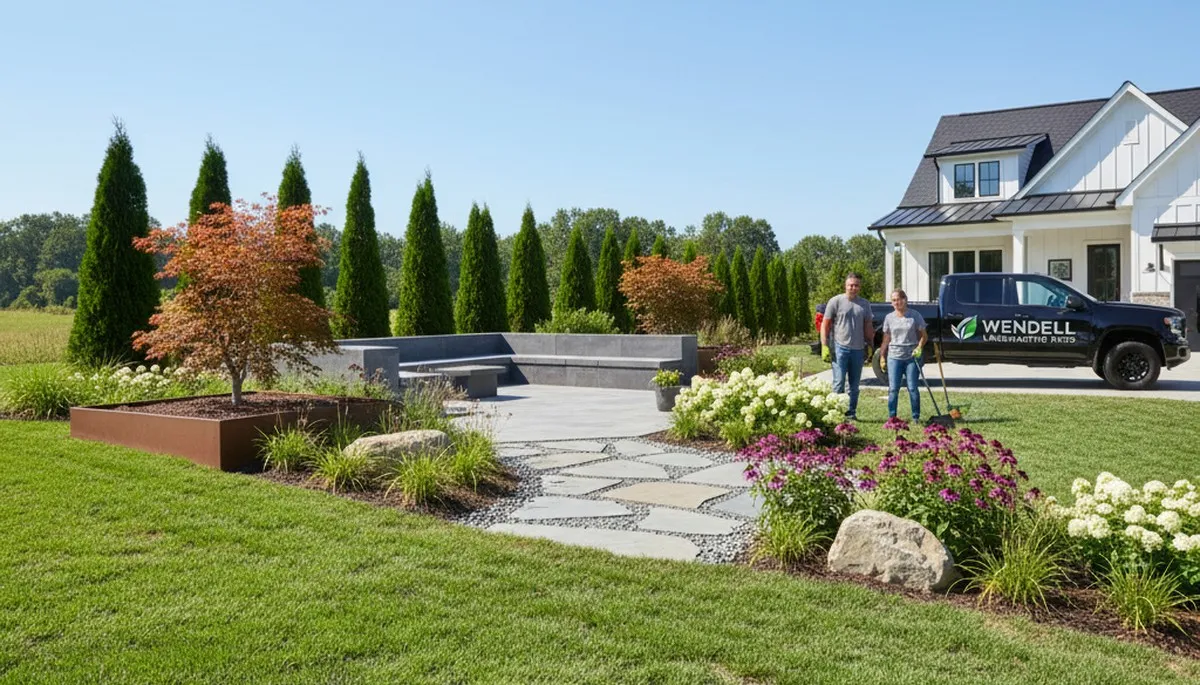 Landscaping team providing lawn care services in Raleigh, NC