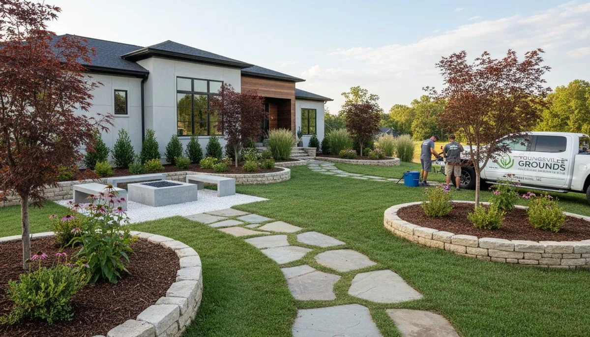 Landscaping team providing lawn care services in Raleigh, NC