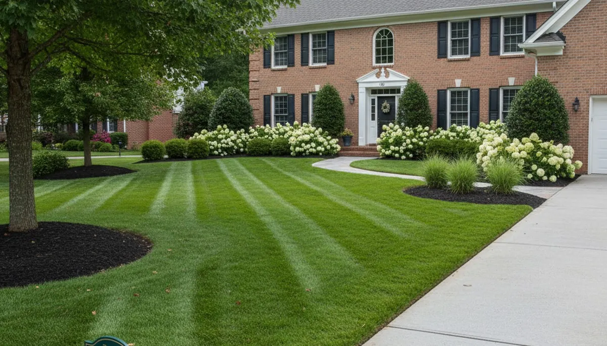 Professionally maintained residential lawn with crisp edges and healthy grass in Raleigh, NC